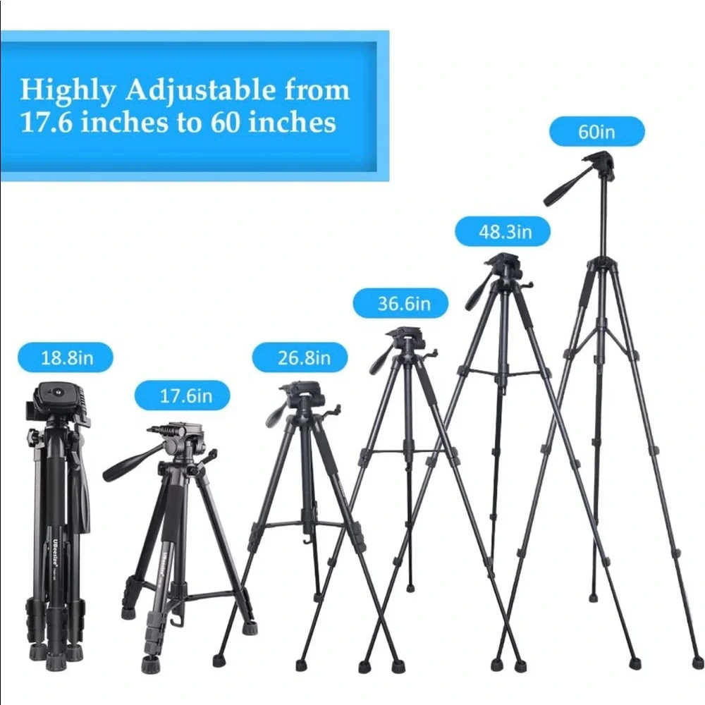 Ubeesize 17.6” - 60” Tripod w/ Remote For Taking Pictures IOS&Android